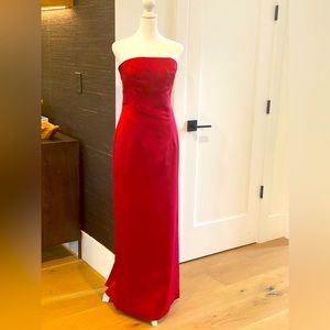 After Six Strapless Satin Gown in Red